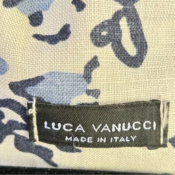 Italian Linen Sleeveless Cowl Neckline Women's Top - Blue and Cream EUC - Picture 4 of 6